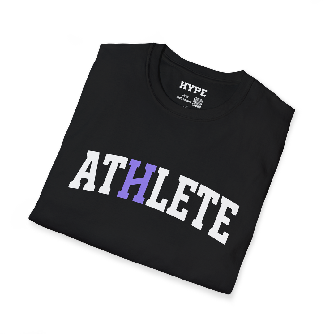 A folded black t-shirt with &