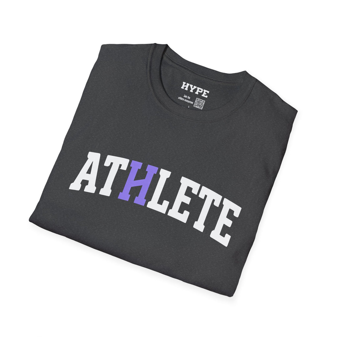 A folded black t-shirt with &