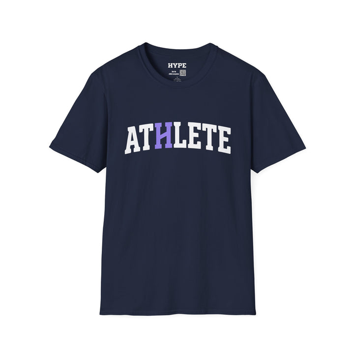 Navy shirt with "Athlete" in white
