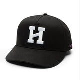 A black structured 5-panel snapback cap with a bold white Hype logo on the front.