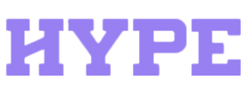 Purple 'HYPE' text on a white background